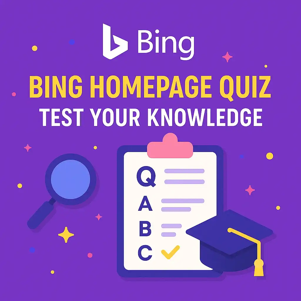 Play button for Bing Daily Quiz — Microsoft Bing homepage trivia today.